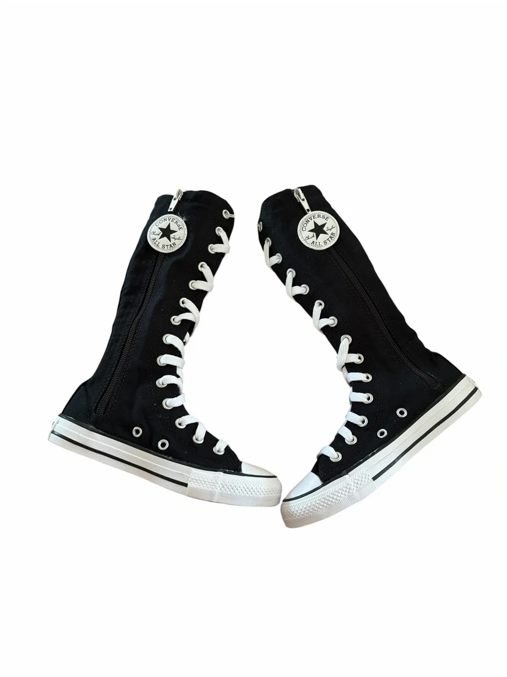 Converse Kids Size 12 Shoes NEW Knee High Chuck Taylor All Star XHi Black Zip Up